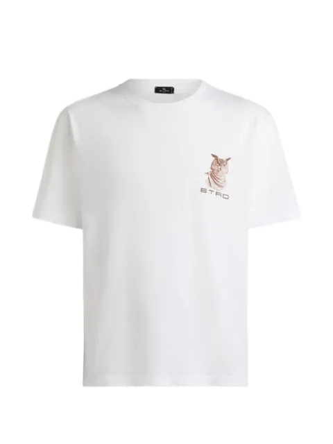 ETRO cotton-jersey T-shirt with ETRO-embroidery and owl-print