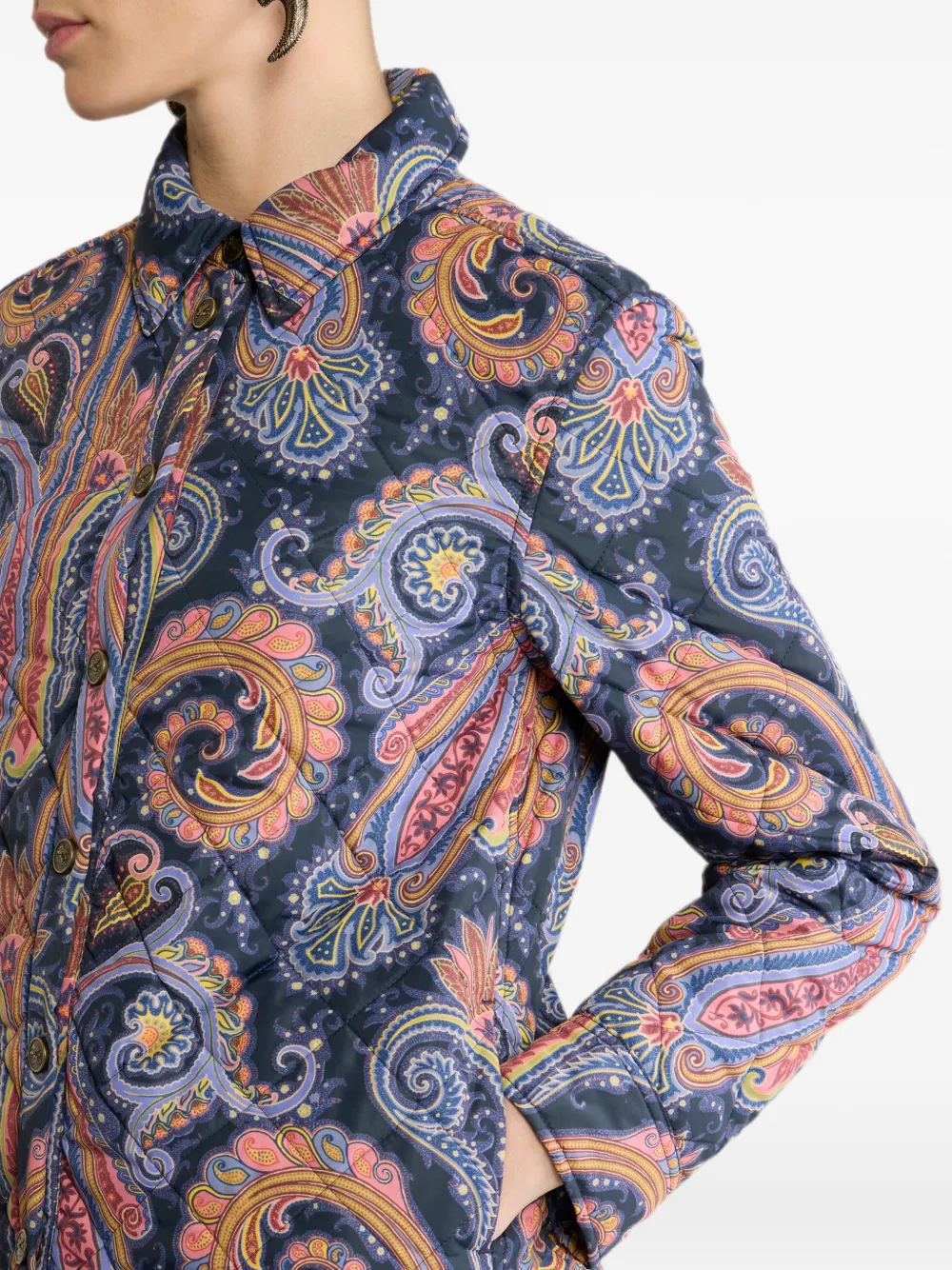 ETRO Gewatteerd shirtjack met Paisley-motief Blauw