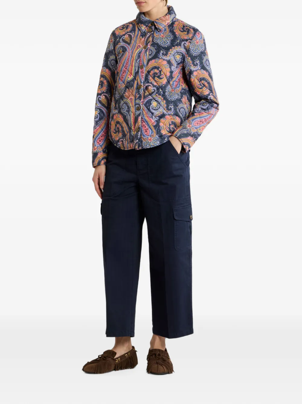 ETRO Gewatteerd shirtjack met Paisley-motief Blauw