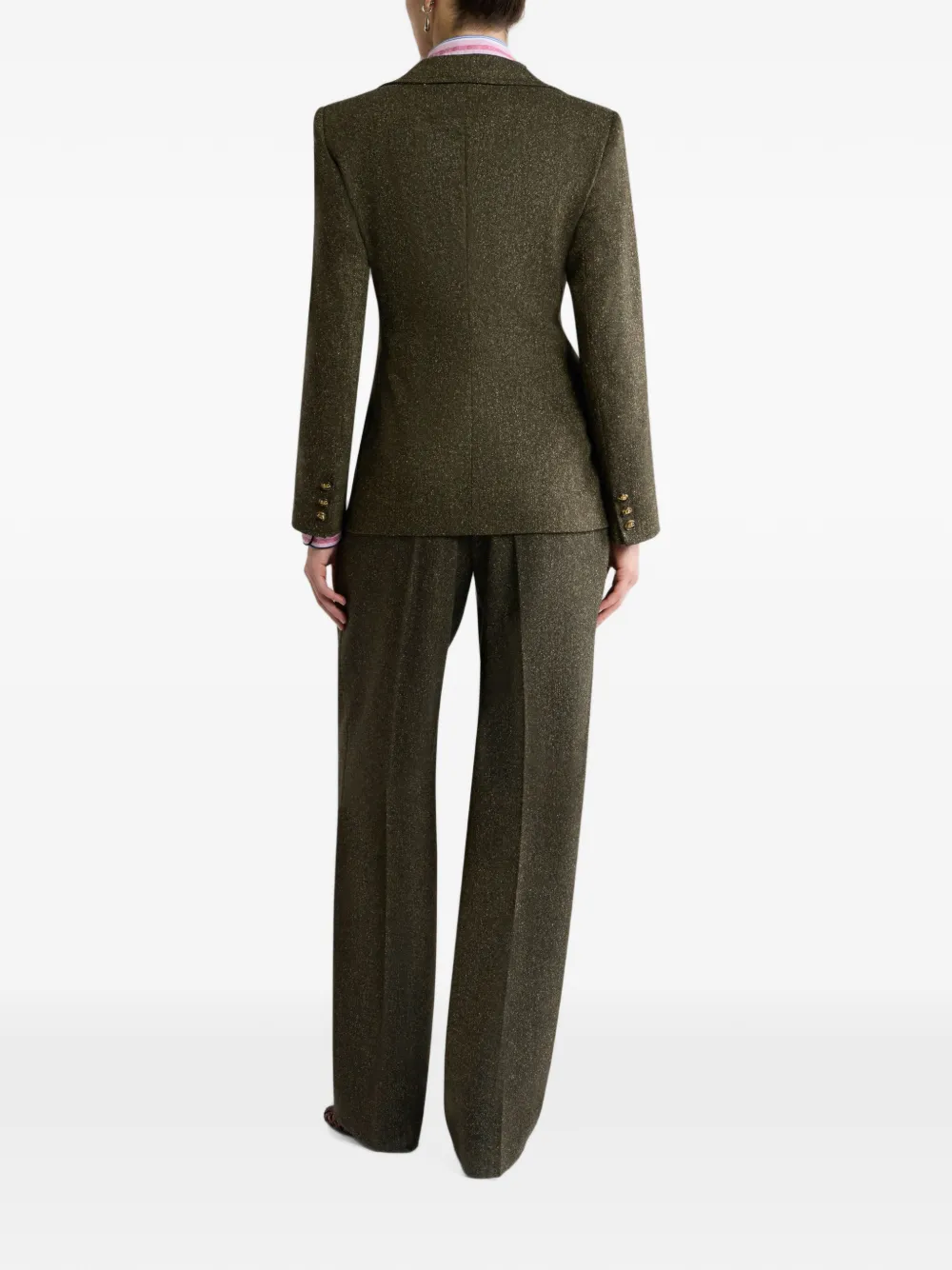 ETRO Jacuard blazer met enkele rij knopen van wolblend Groen