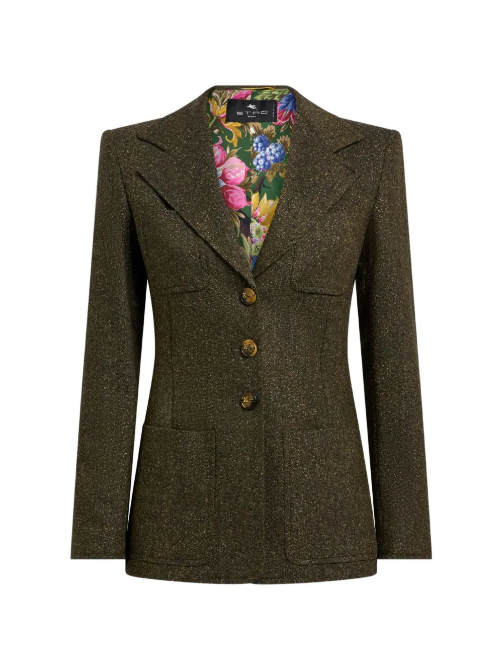 ETRO Giacca monopetto in misto lana jacquard - Verde