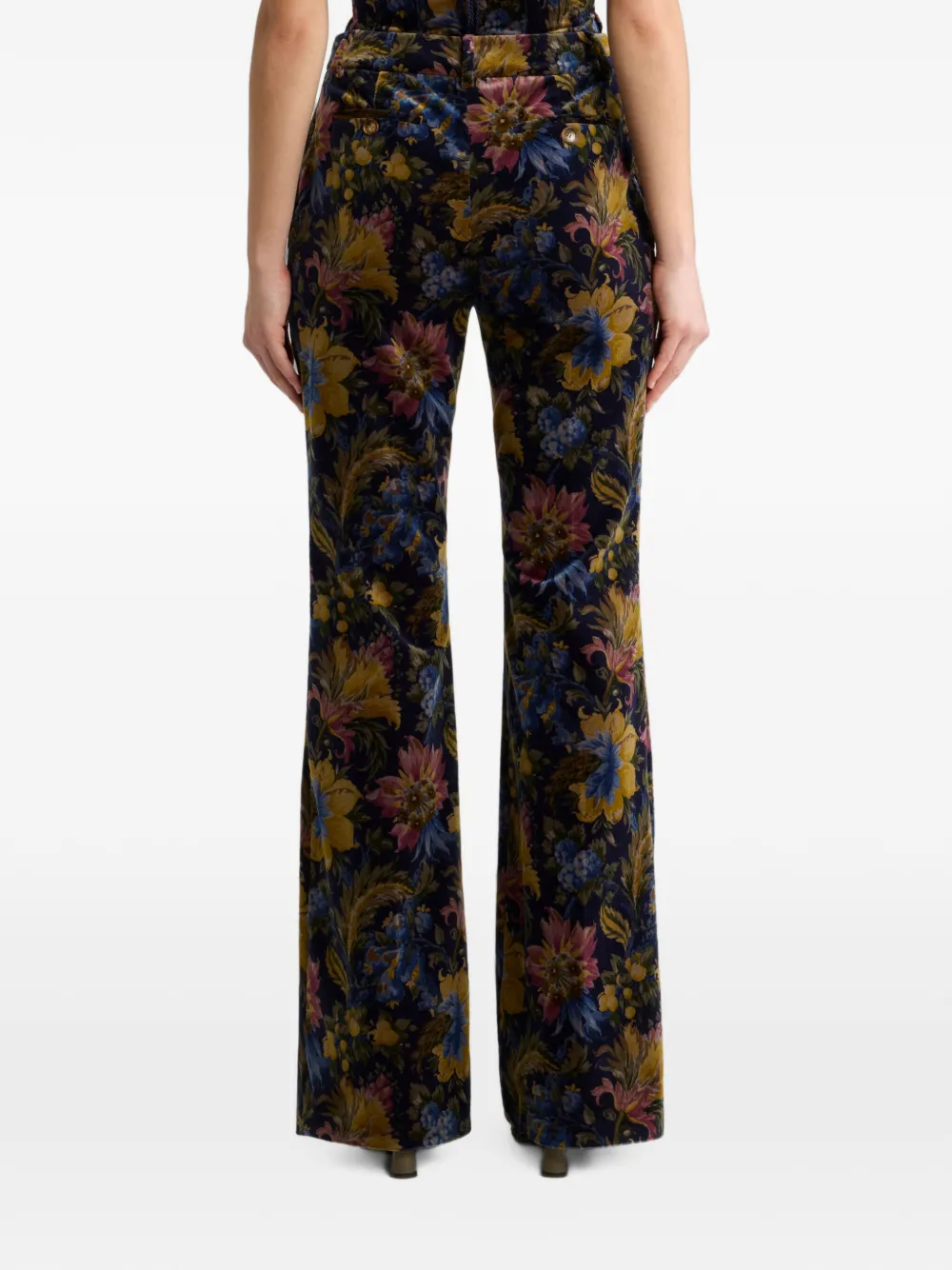 ETRO Katoenen fluwelen broek met bloemen-print Blauw