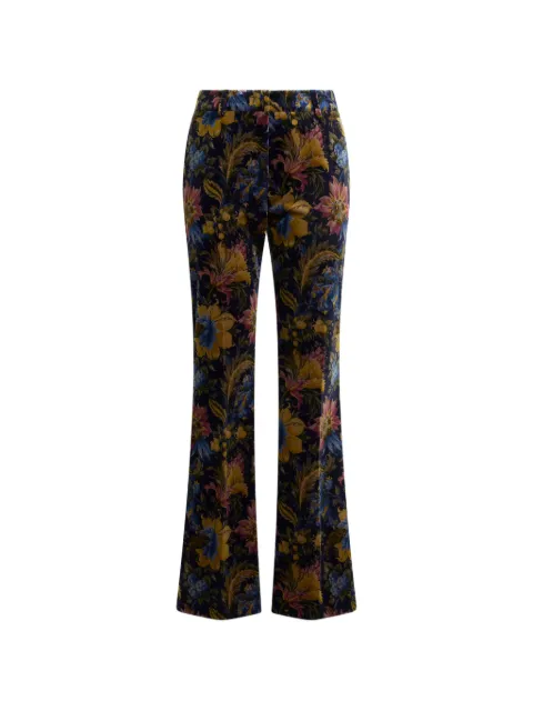 ETRO cotton velvet trousers with floral overprint