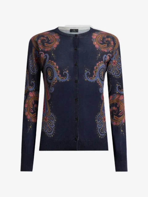 ETRO Cardigan in seta e cashmere con stampa paisley