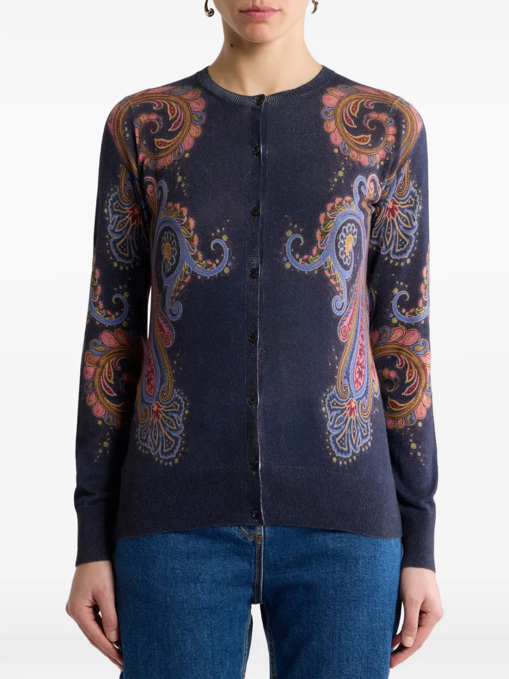 ETRO Zijden en kasjmier vest met Paisley print Blauw
