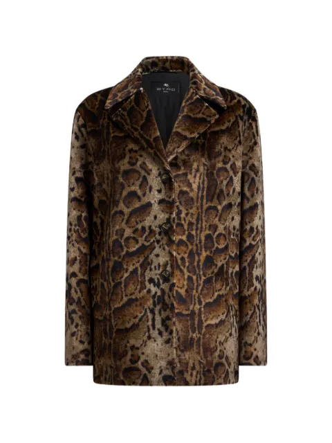 ETRO cropped velvet coat with leopard motif