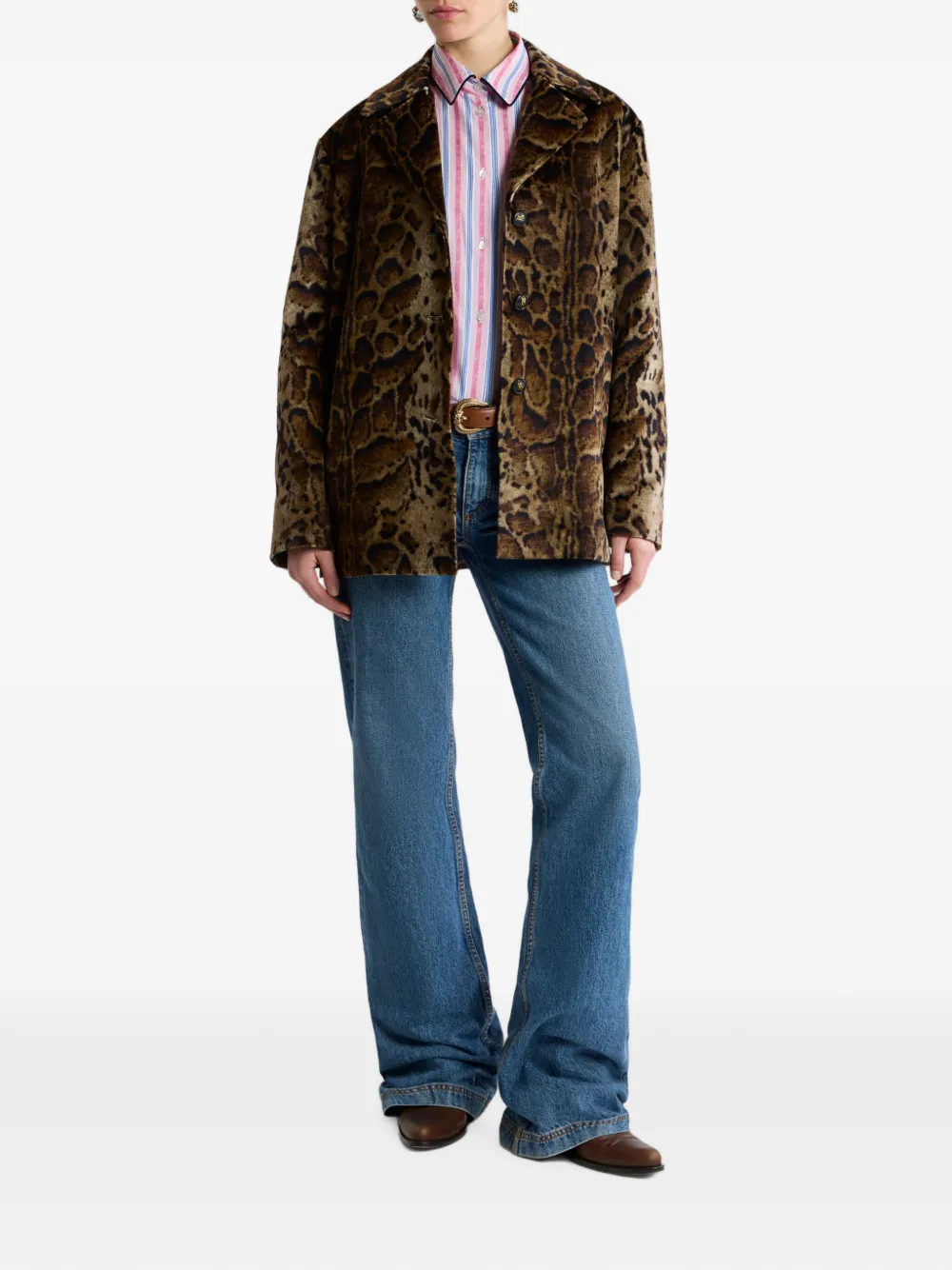 ETRO Cropped fluwelen jas met luipaard-motief Bruin