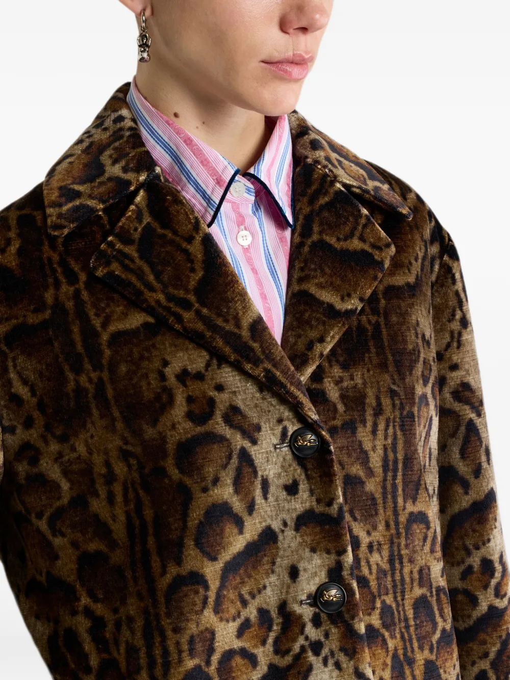ETRO Cropped fluwelen jas met luipaard-motief Bruin
