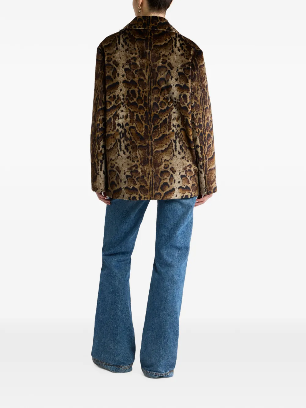 ETRO Cropped fluwelen jas met luipaard-motief Bruin
