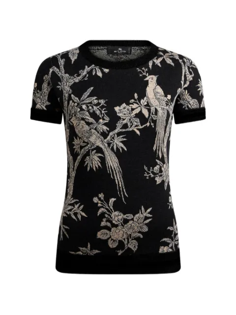 ETRO wool-blend jacquard T-shirt with nature motif