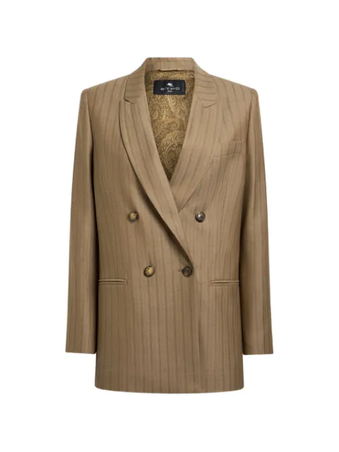 ETRO double-breasted wool jacquard jacket with striped pattern