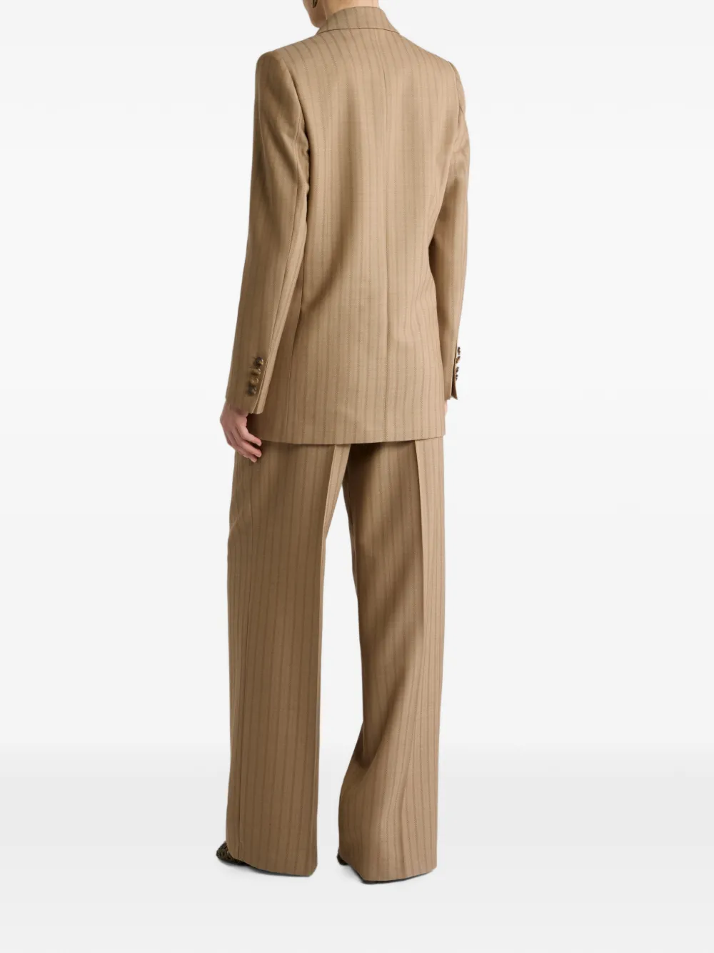 ETRO Wollen jacquard gestreepte blazer met dubbele rij knopen Beige