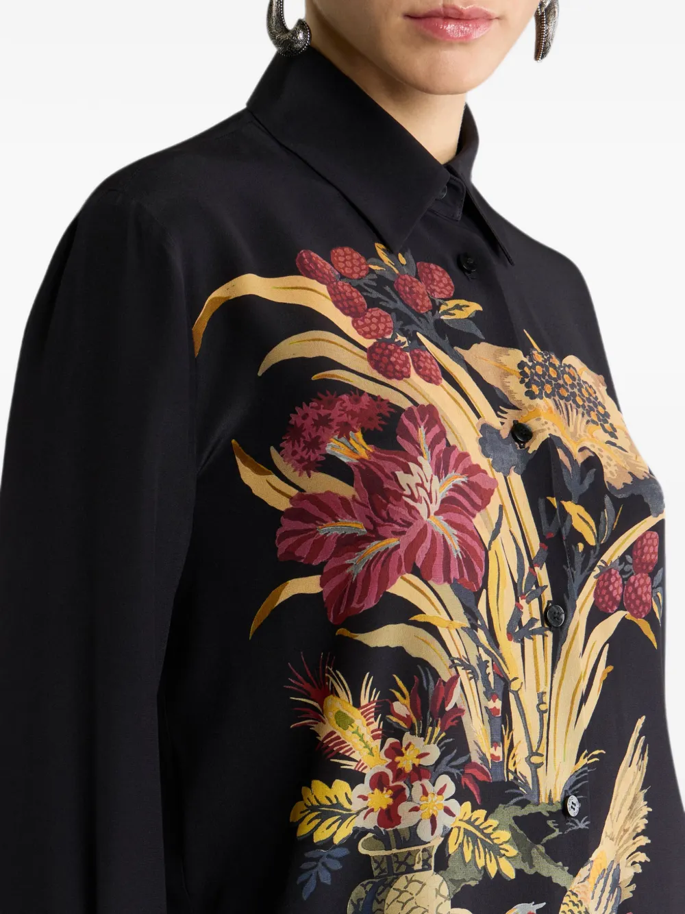 ETRO Zijden blouse met print Zwart