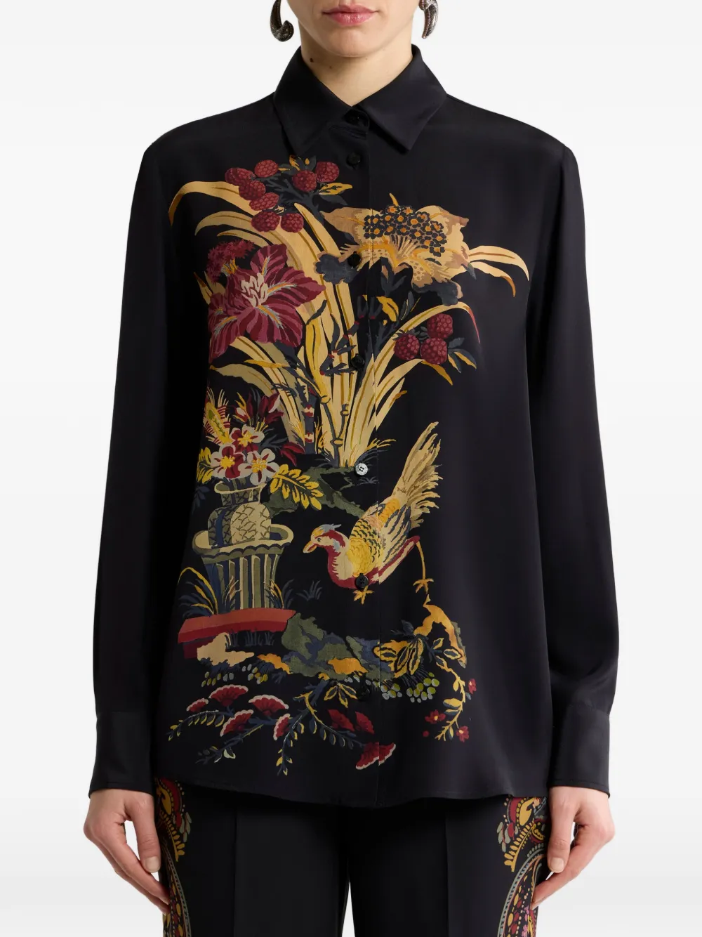 ETRO Zijden blouse met print Zwart