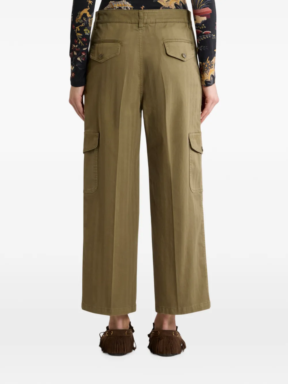 ETRO Cropped cargo jeans van stretchkatoenen denim Groen
