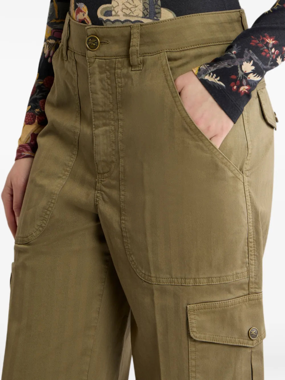 ETRO Cropped cargo jeans van stretchkatoenen denim Groen