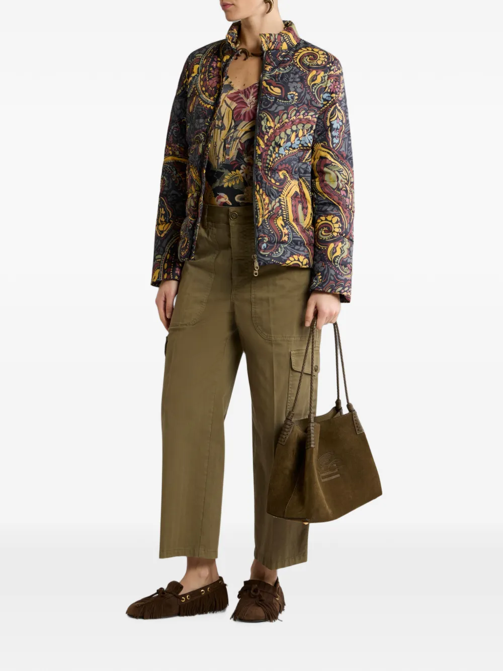 ETRO Cropped cargo jeans van stretchkatoenen denim Groen
