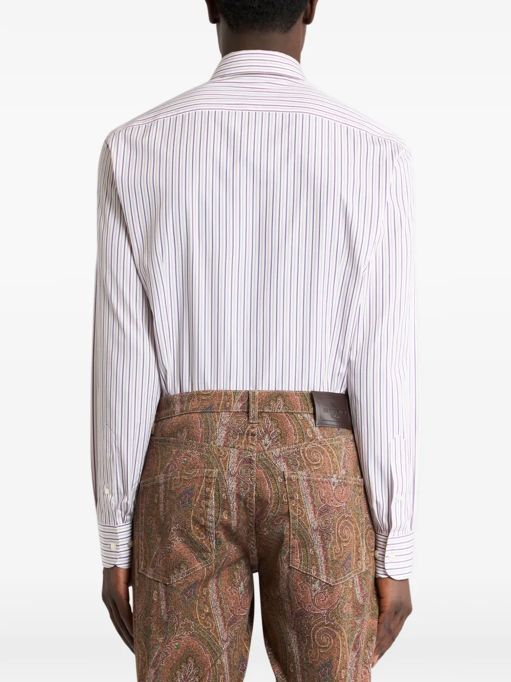 ETRO Gestreept katoenen overhemd met Pegaso logo Wit