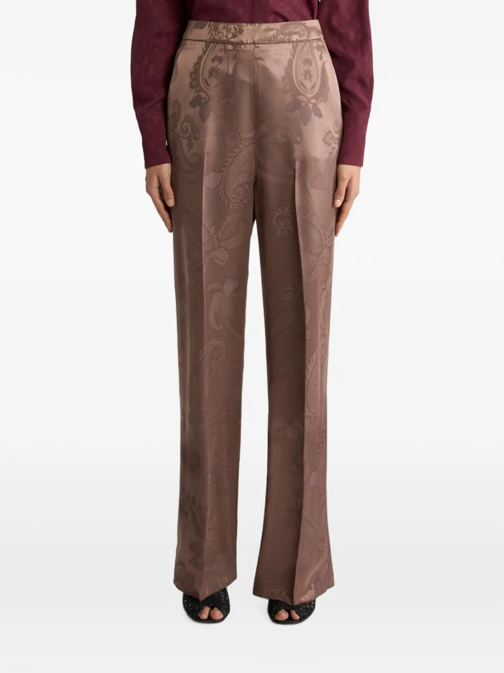 ETRO Jacquard Trousers with Floral Paisley Motif in Brown, view 3