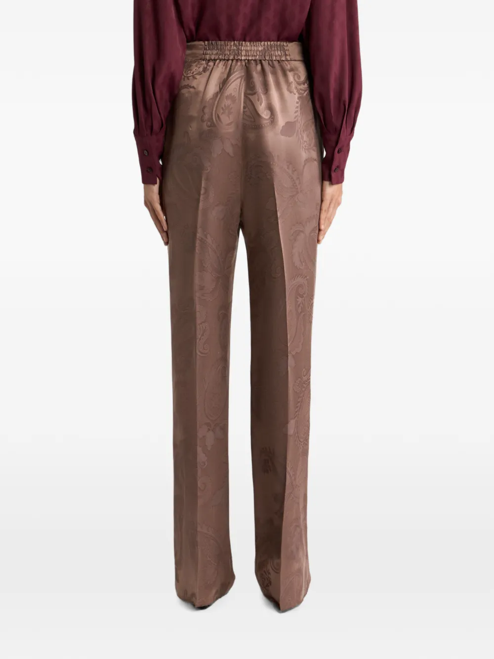 ETRO Jacquard Trousers with Floral Paisley Motif in Brown, view 4