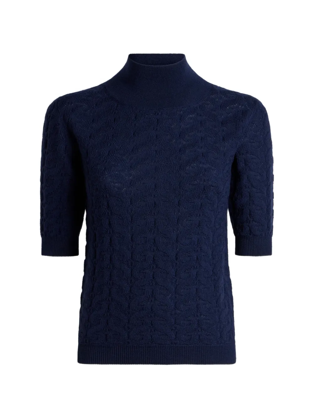 ETRO wool mock-neck sweater with Paisley detailing - Blue