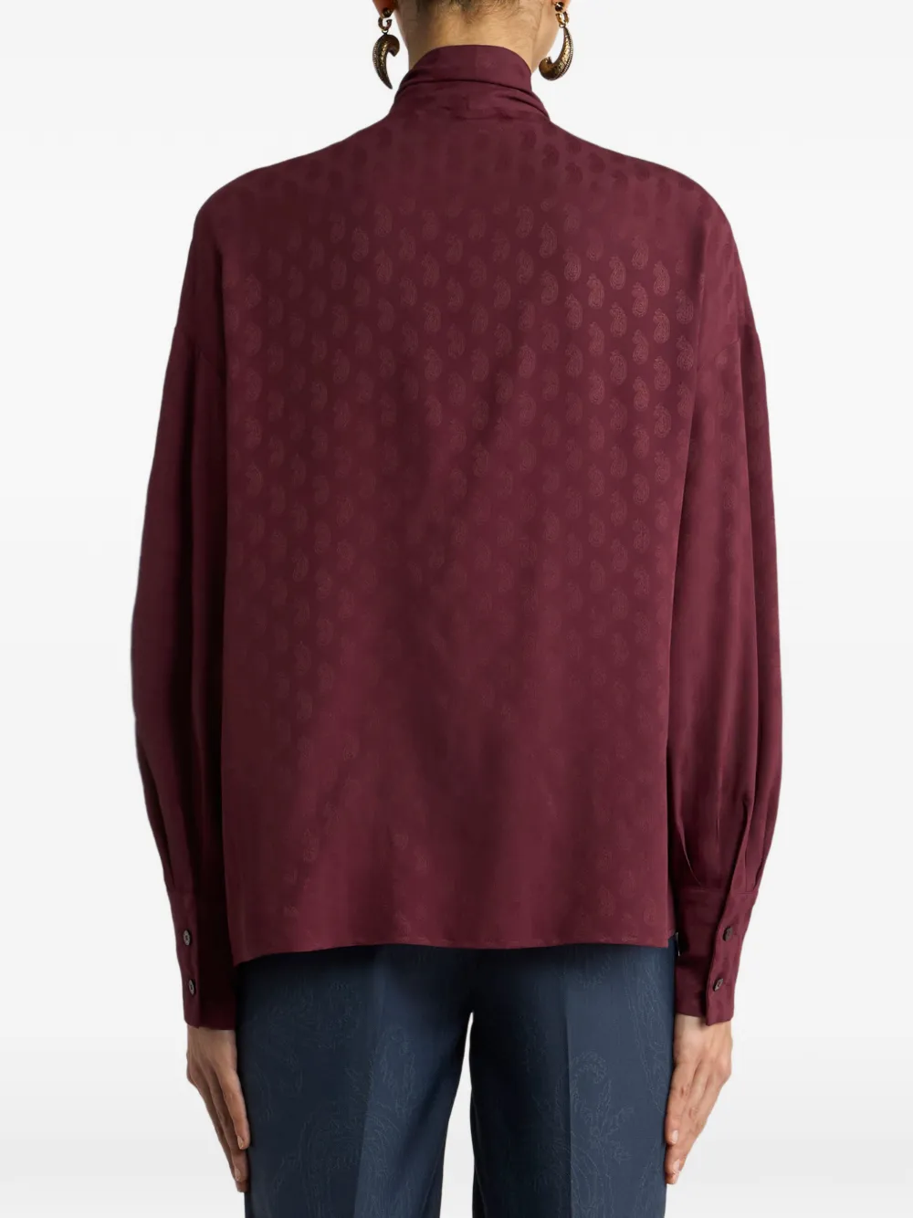 ETRO Jacquard blouse van zijdeblend met zijden sjaal en paisley-patroon Rood