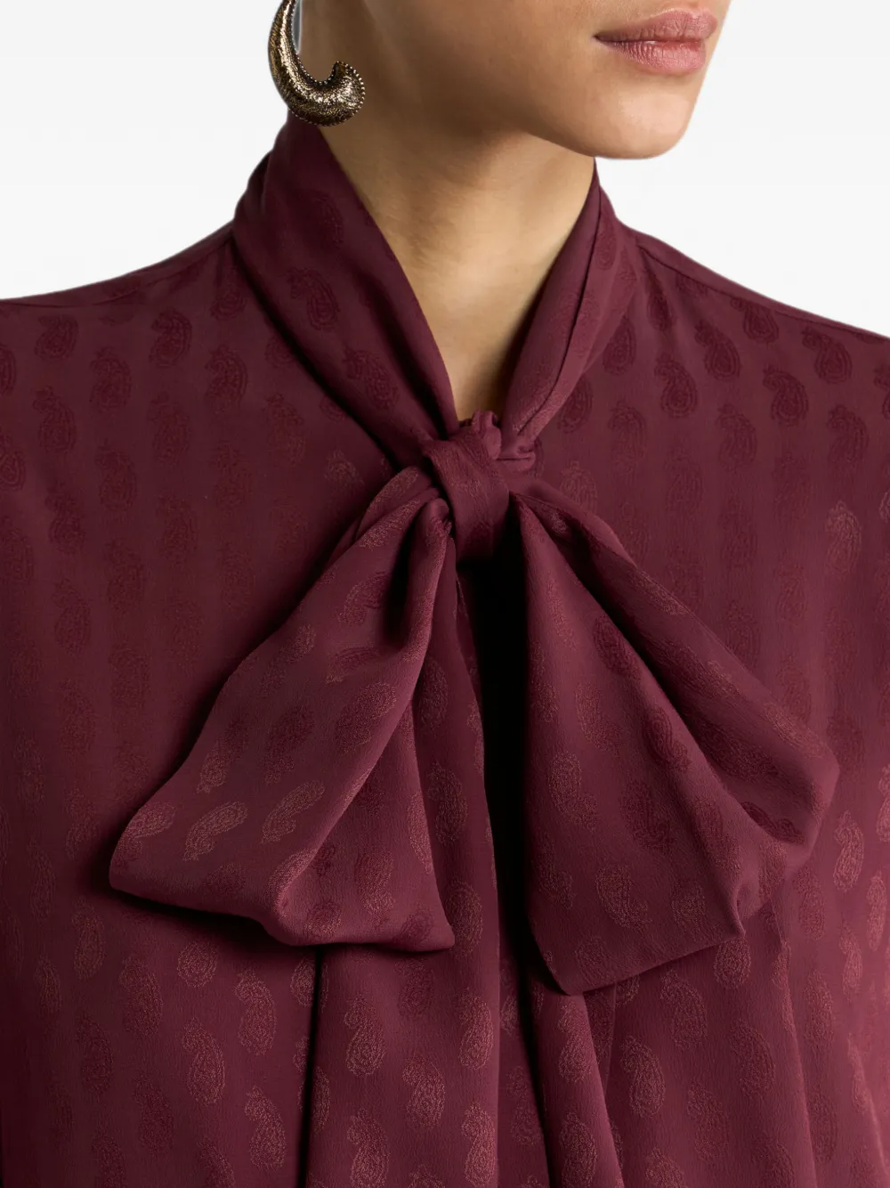 ETRO Jacquard blouse van zijdeblend met zijden sjaal en paisley-patroon Rood