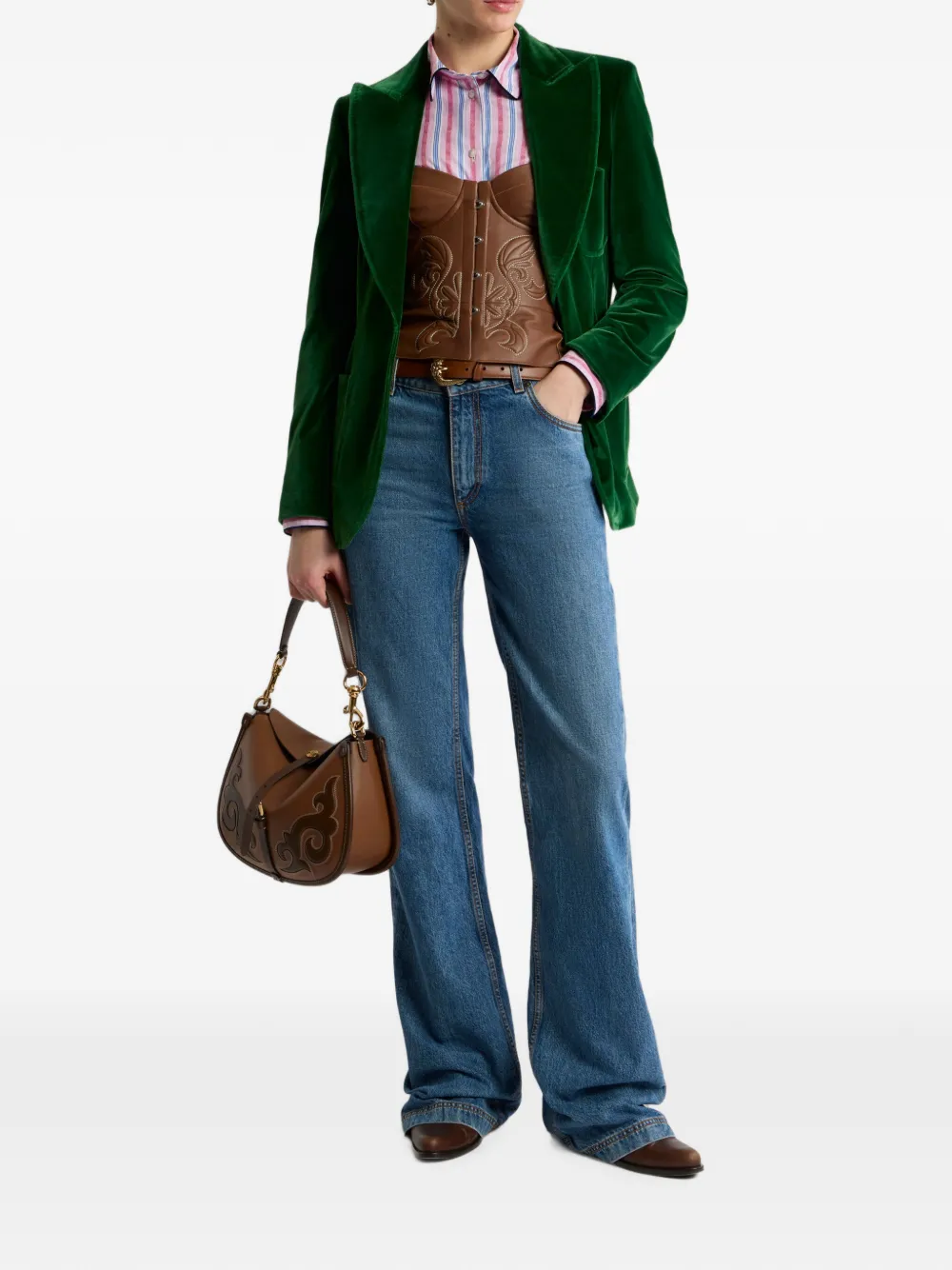 ETRO Katoenen jacquard blouse met afwerking en fil coupé streep Roze