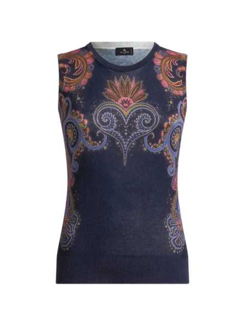 ETRO top de cachemira y seda sin mangas con estampado de cachemira
