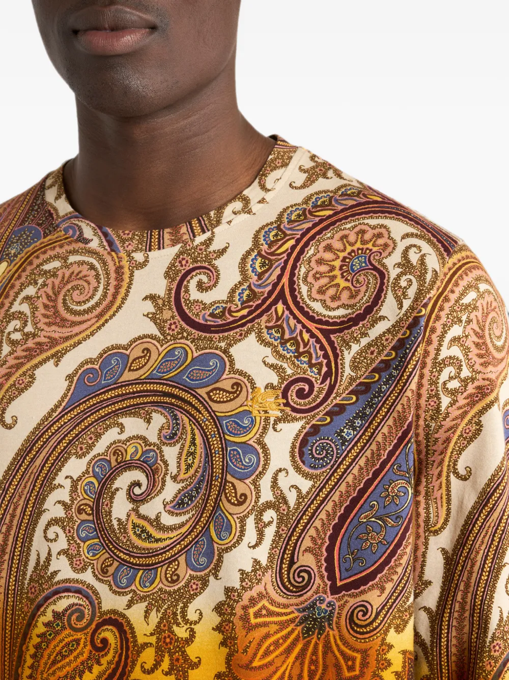 ETRO Trui van katoenen jersey met degradé Paisley-motief Beige