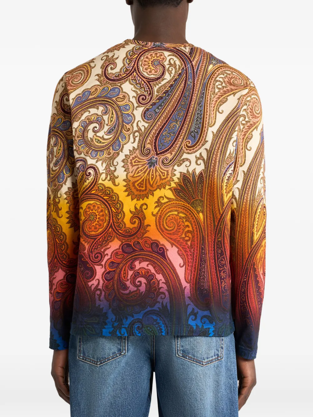 ETRO Trui van katoenen jersey met degradé Paisley-motief Beige