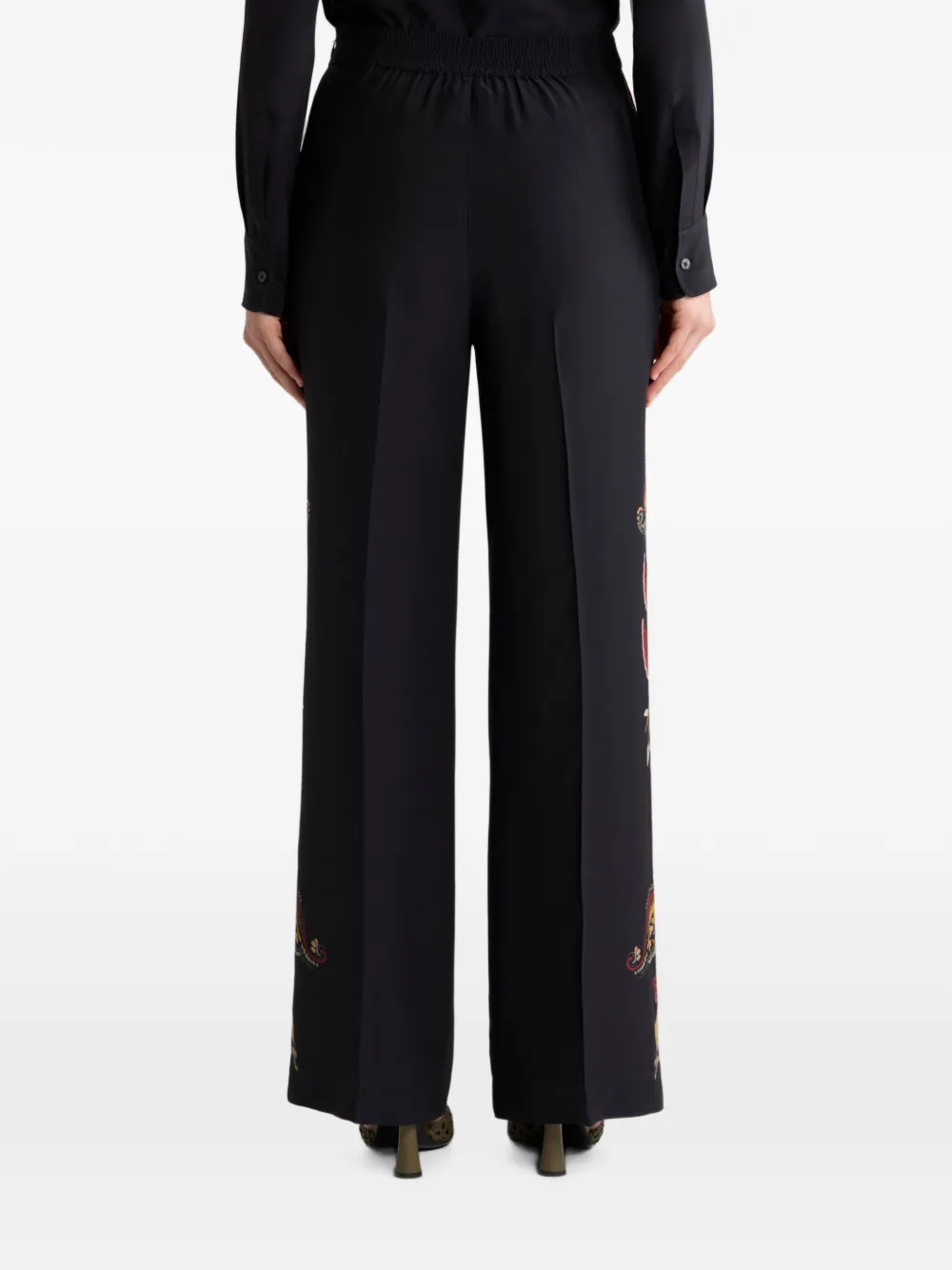 ETRO Zijden broek met paisley-print Zwart