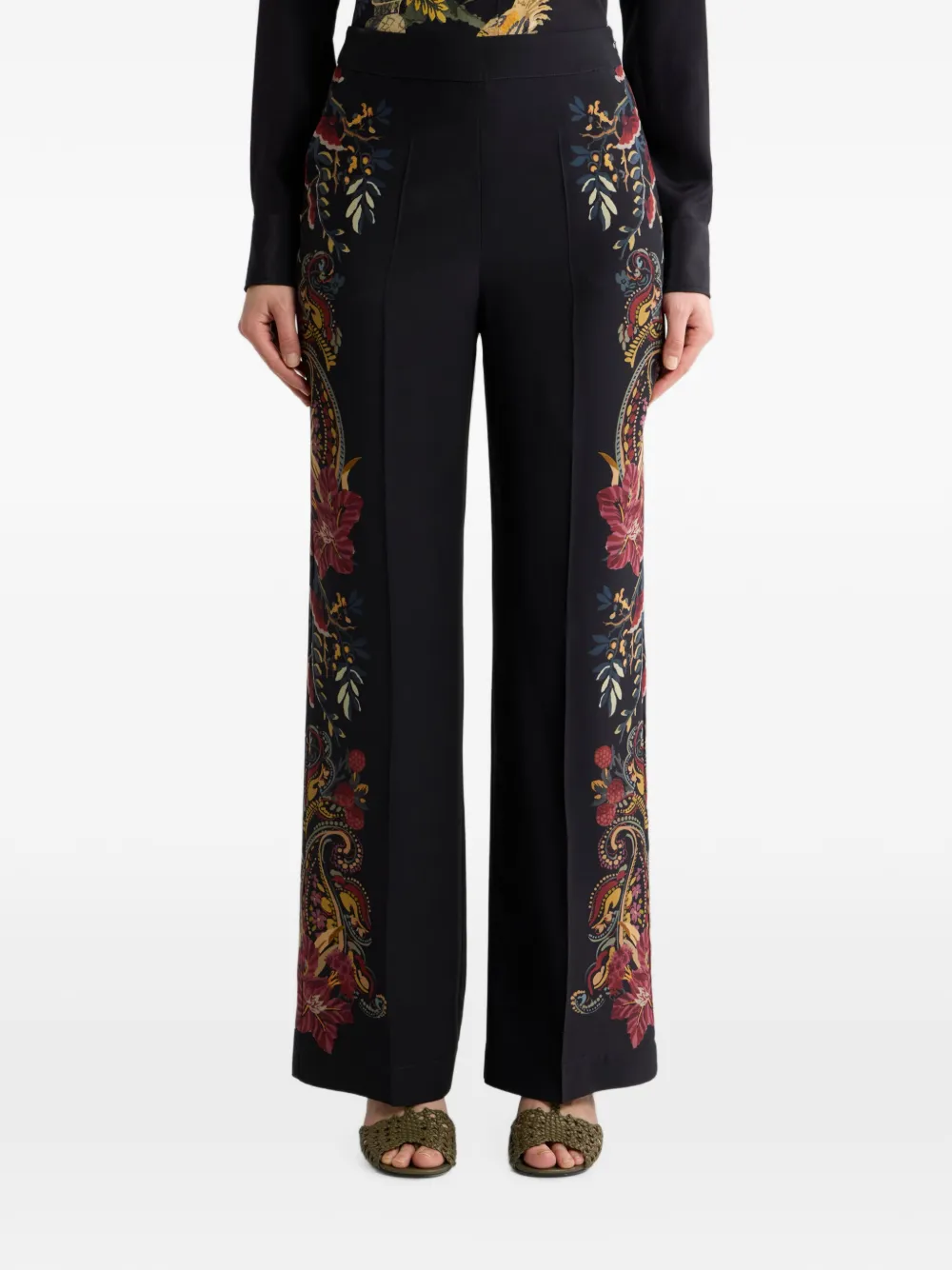 ETRO Zijden broek met paisley-print Zwart