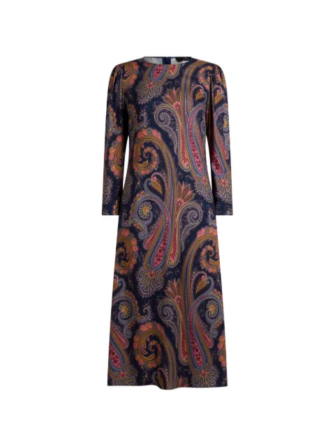 ETRO 페이즐리 모티프 크레이프 미디 드레스