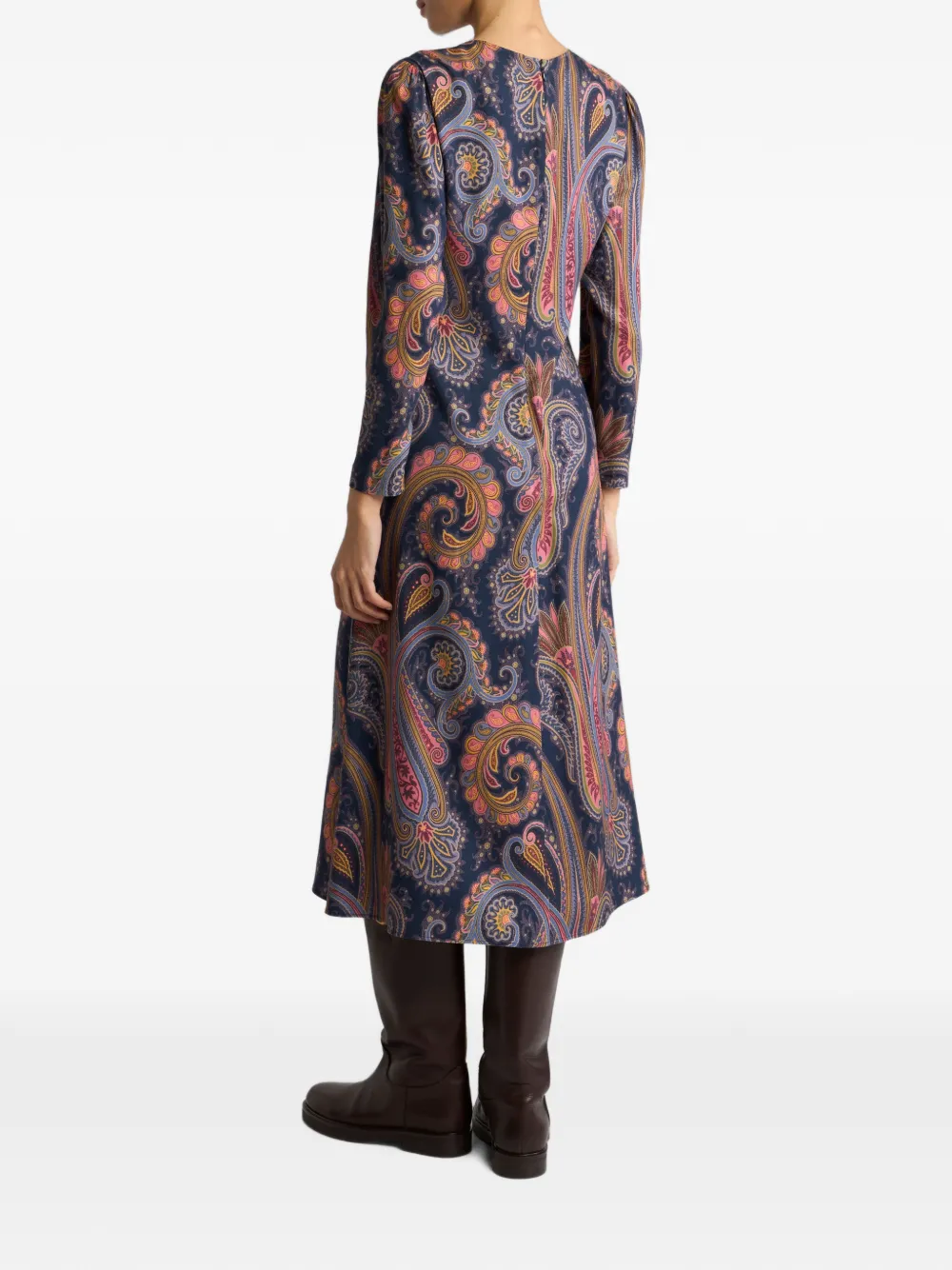 ETRO Crêpe midi-jurk met Paisley-motief Blauw