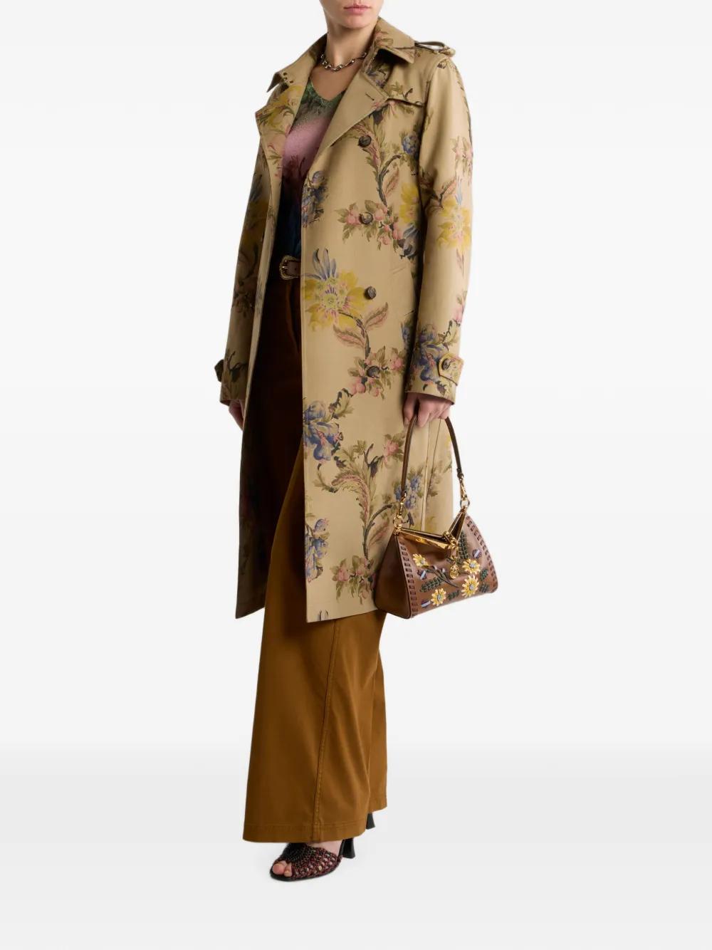 ETRO Flared jeans met Pegaso-knopen Bruin