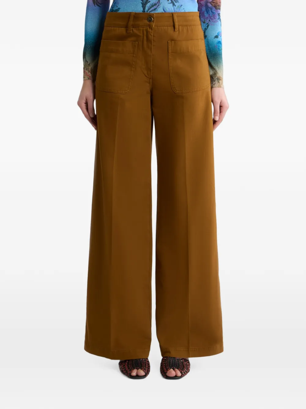 ETRO Flared jeans met Pegaso-knopen Bruin