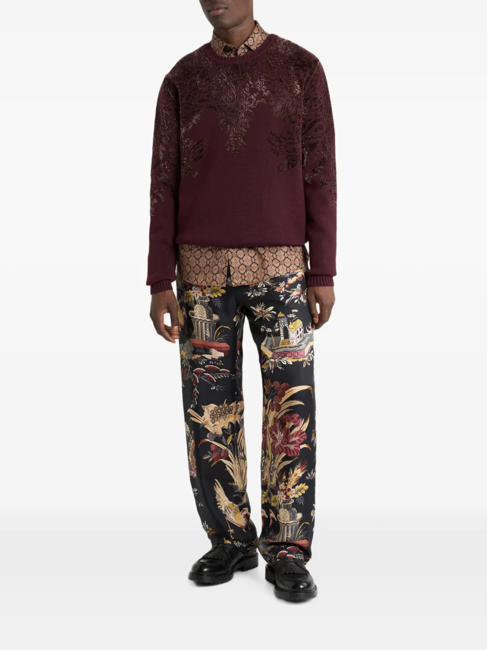 ETRO Trui van wolblend met jacquard chenille-motief Rood
