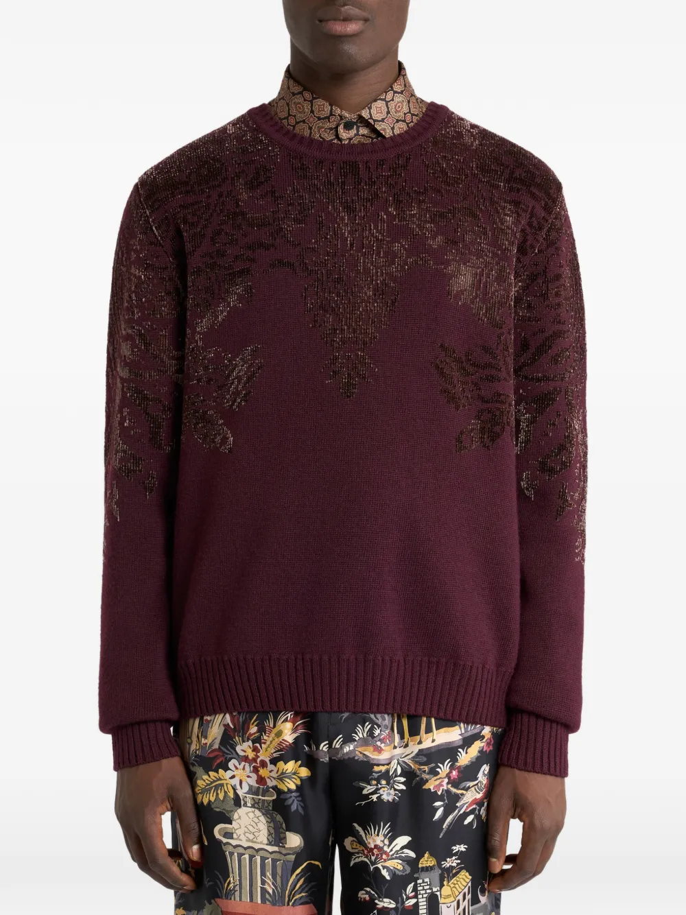 ETRO Trui van wolblend met jacquard chenille-motief Rood