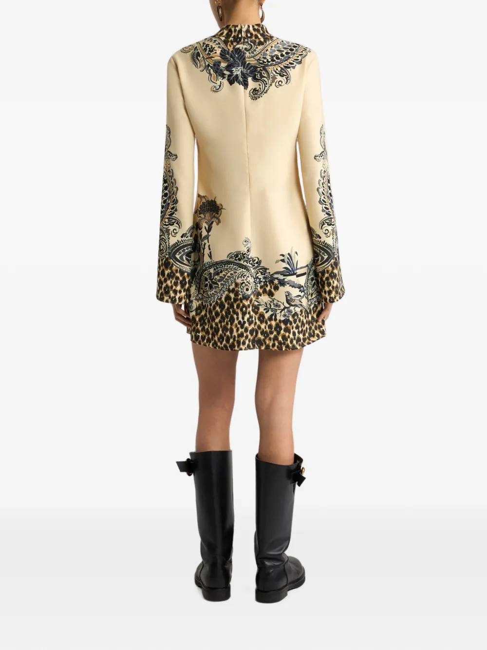 ETRO Envers satijn mini-jurk met voorprint en luipaard-motief Beige