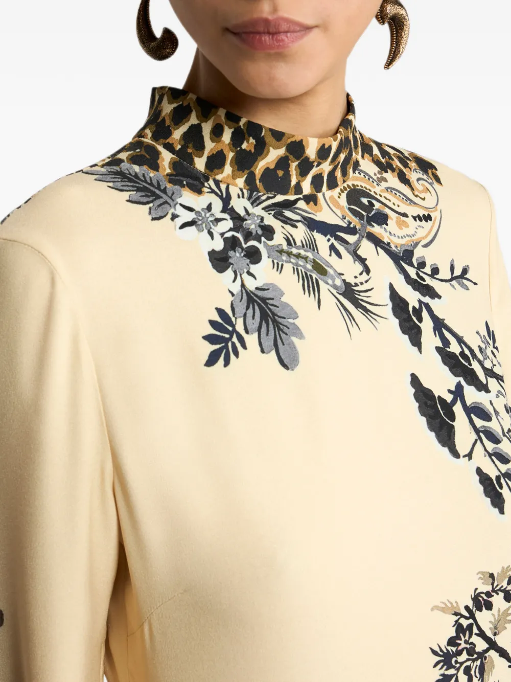 ETRO Envers satijn mini-jurk met voorprint en luipaard-motief Beige