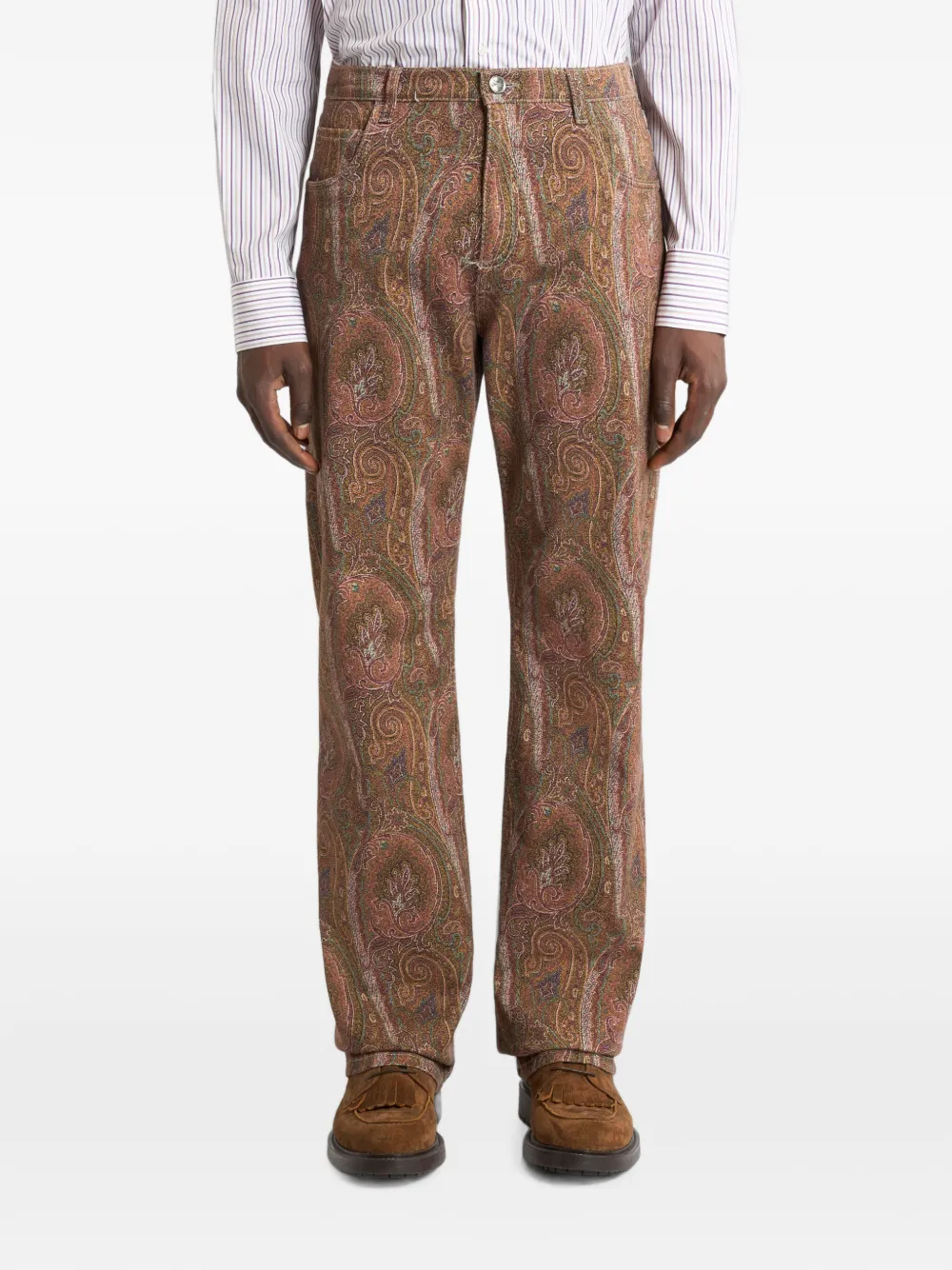 ETRO Straight jeans met Arnica-patroon Bruin