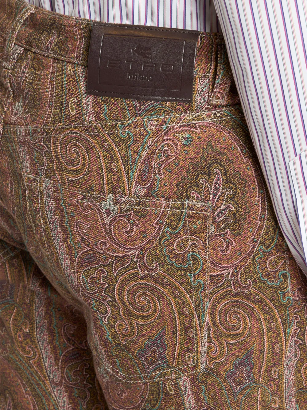 ETRO Straight jeans met Arnica-patroon Bruin