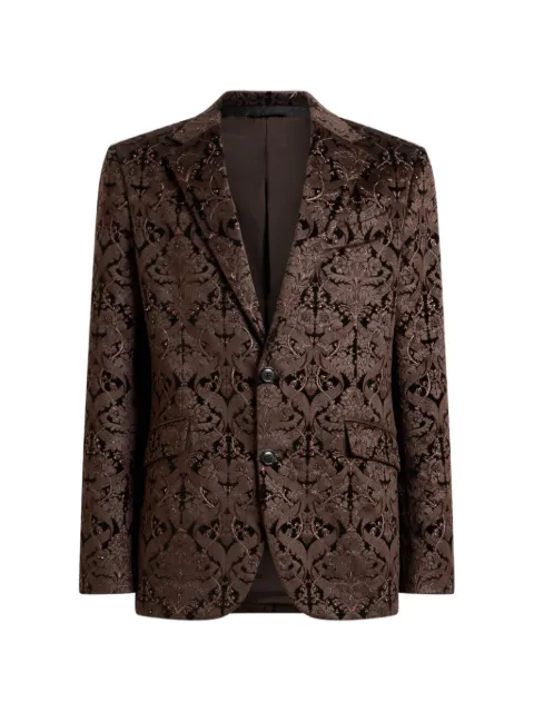 ETRO single-breasted cotton jacket with crystals and damask motif
