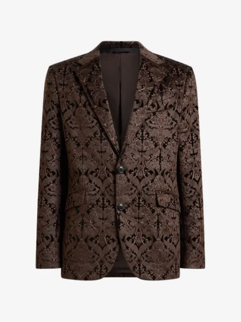 ETRO single-breasted cotton jacket with crystals and damask motif