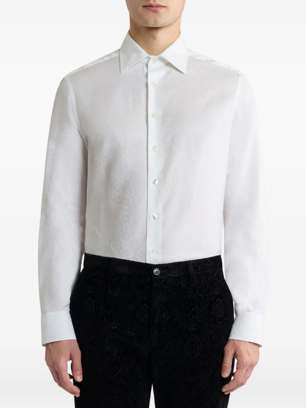 ETRO Katoenen jacquard overhemd met medaillon motief Wit