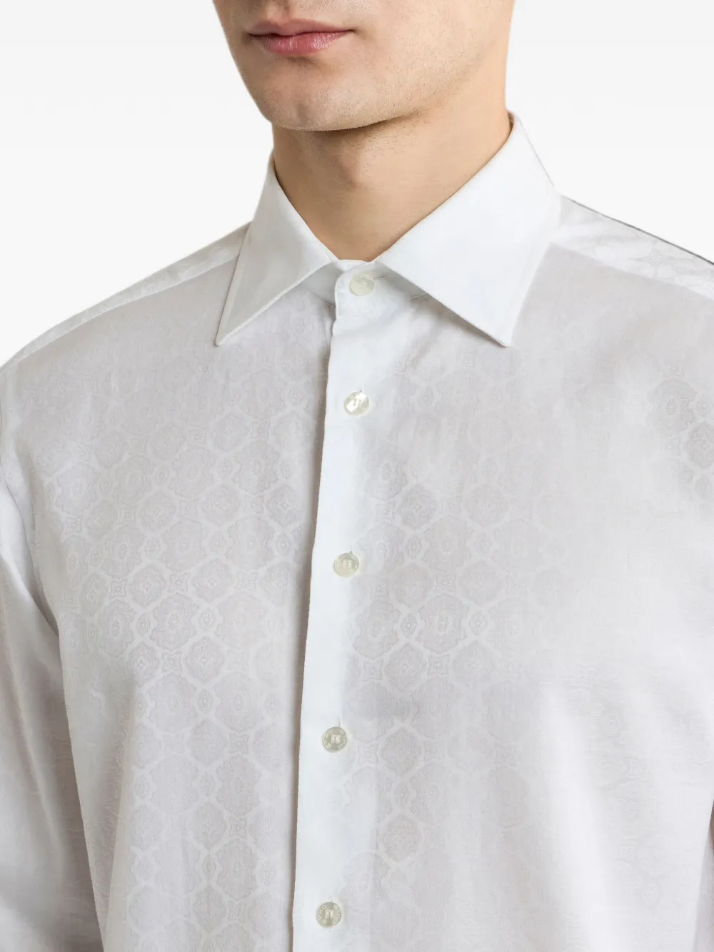 ETRO Katoenen jacquard overhemd met medaillon motief Wit