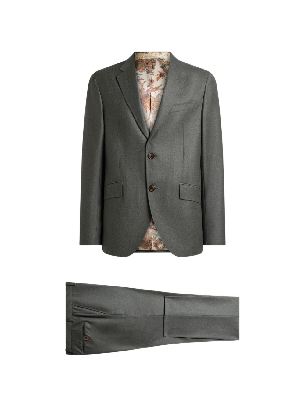 ETRO single-breasted suit in wool flannel - Grigio