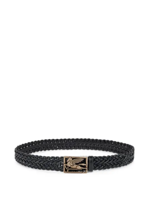 ETRO woven leather belt with Pegaso buckle