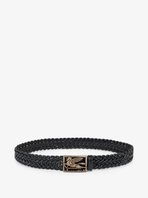 ETRO woven leather belt with Pegaso  buckle